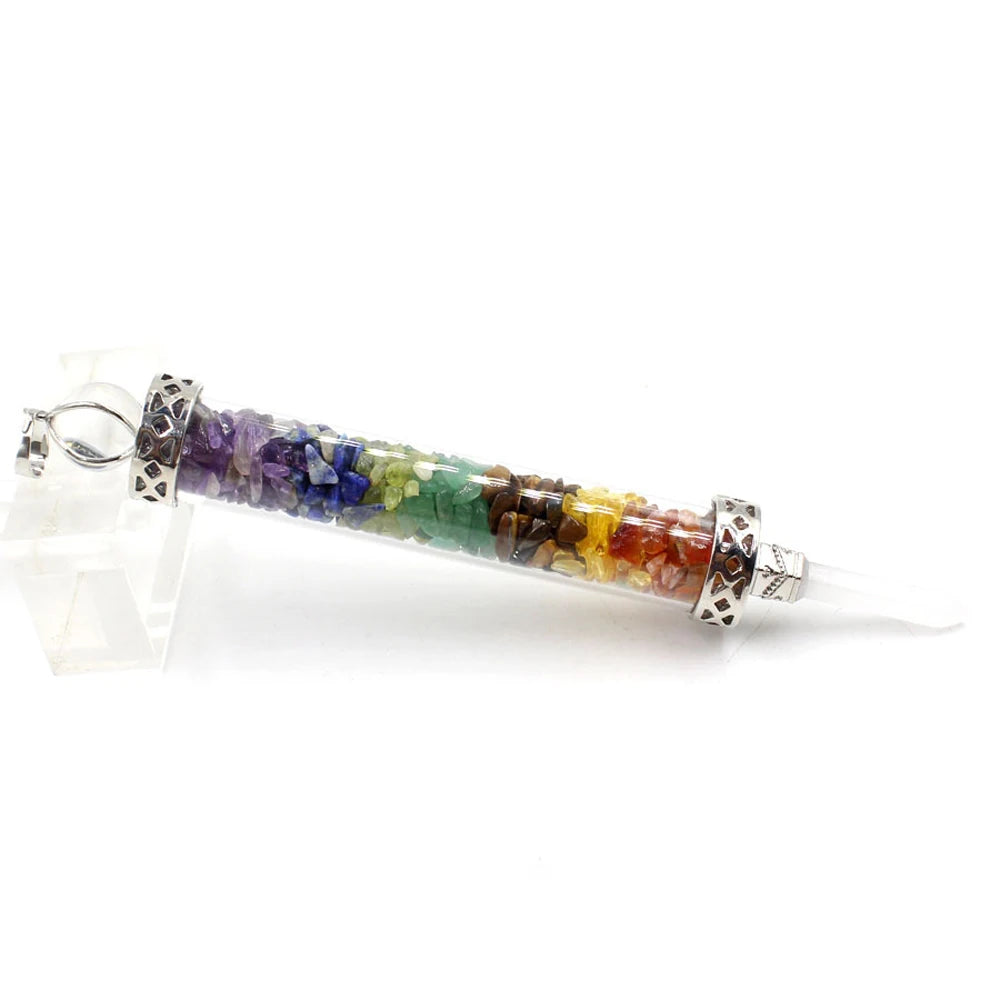 Long Crystal Pendulum for Divination Dowsing Wicca Natural Healing Gemstone Reiki Quartz Point Jewelry Chip Stone WishingNeclace