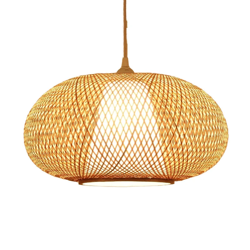 Bamboo Wicker Rattan Lantern Pendant Lights Southeast Asia LED Pendant Lamp Modern Tea Room Lamp Nordic Japanese Tatami Lamps