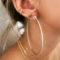 Fashion Womens Jewellery Real Gold Plated Brass Jewelry Large Cz Diamond Hoop Earring Oversize Earrings