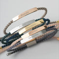 Custom Logo Adjustable Jewelry Stainless Steel Handcrafted 18k Gold Minimalist Rope Bracelet Bangle Engraved Men Women