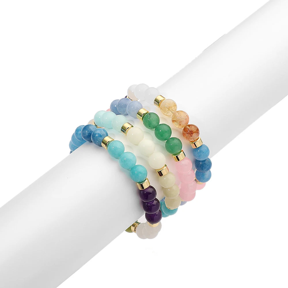 Women's High-End Amethyst Pink Crystal Beaded Bracelet Rich Natural Stone Original Style Jewelry