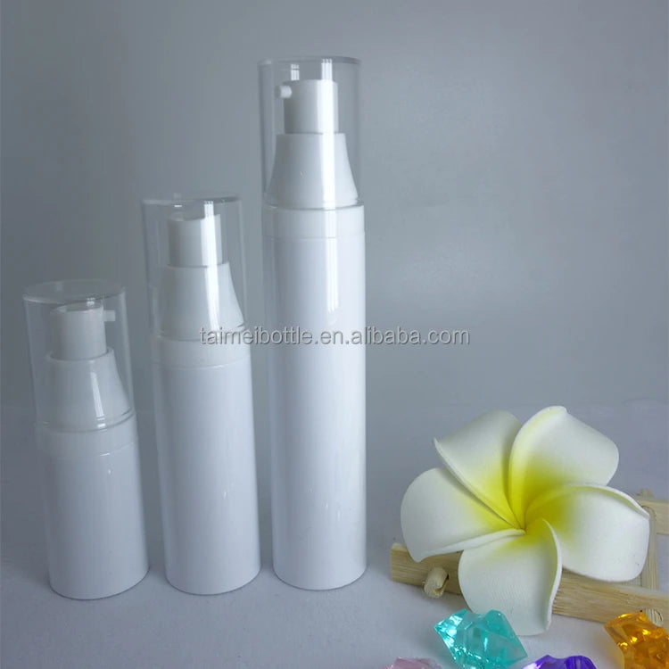 Luxury 15ml 30ml 50ml Airless Plastic Cosmetic Bottle with Easy Open End Cap for Body Cream Shampoo Lotion Packaging Vacuum Pump