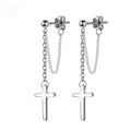 WME4045 Cross Tassel Chain  Dangle Drop Earrings for Men Women Girls Silver Jewelry 925 Sterling Personalized Fashion