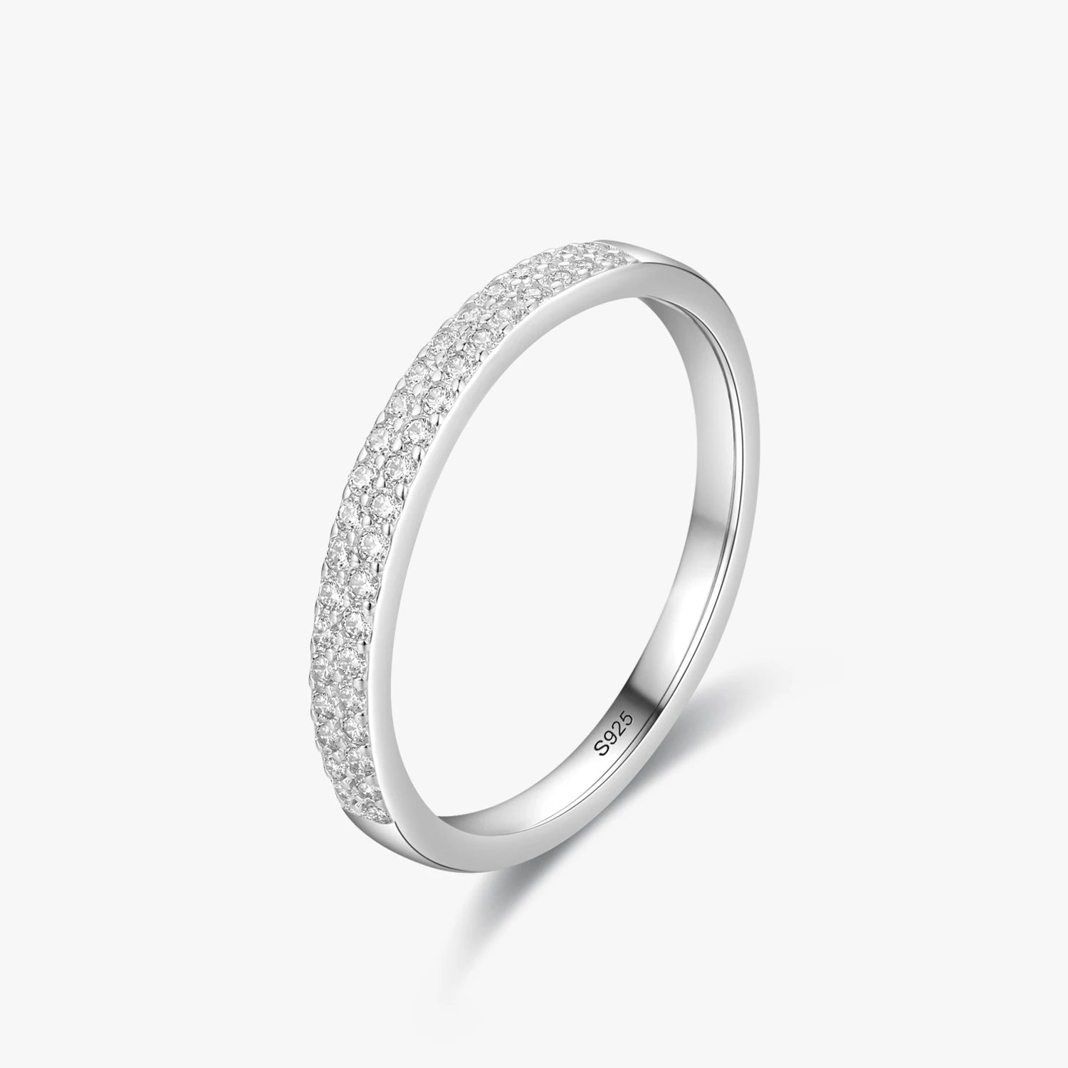 Ailmay Classic 925 Sterling Silver Dazzling Cubic Zirconia Geometric Stackable Finger Rings for Women Wedding Statement Jewelry