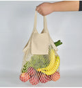 Portable Reusable Cotton String Net Storage Bag Washable Grocery Pouch for Fruit Vegetables and Shopping Use