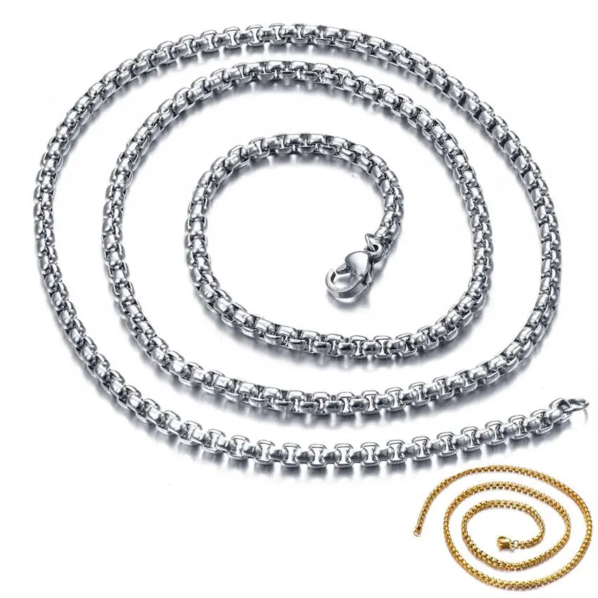 New Stainless Steel Link Chain Unisex Necklace Customized for Men Women Jewelry Accessories Gold Plated Classic Simple Necklace