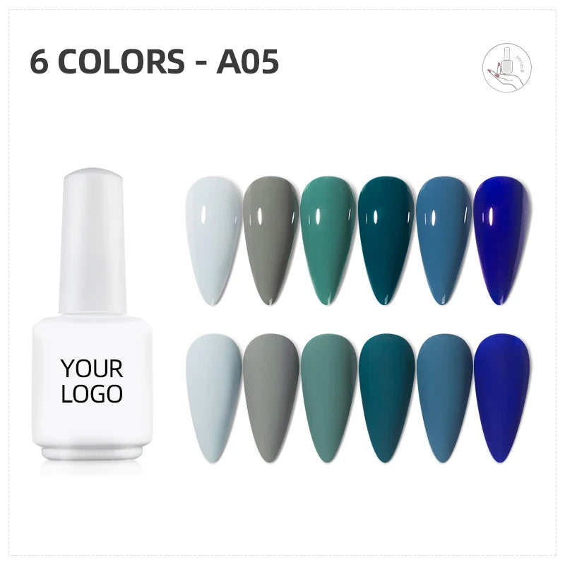 JTING Free Sample Design OEM/ODM Free Custom Uv Gel Nail Polish Set 6 Color Set Box Nail Gel Polish Professional Nail Supplier