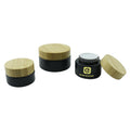 5/10/15/20/30/50 Gram Glass Top Matte Black Cream Jar with Wooden Lid Face Cream Glass Storage Container Jar Cosmetic Glass Jar