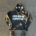 Custom Streetwear Clothing logo Manufacturer Raw Hem Distress Sweatshirt Mineral Stone Vintage Cropped Puff Print Hoodie Men