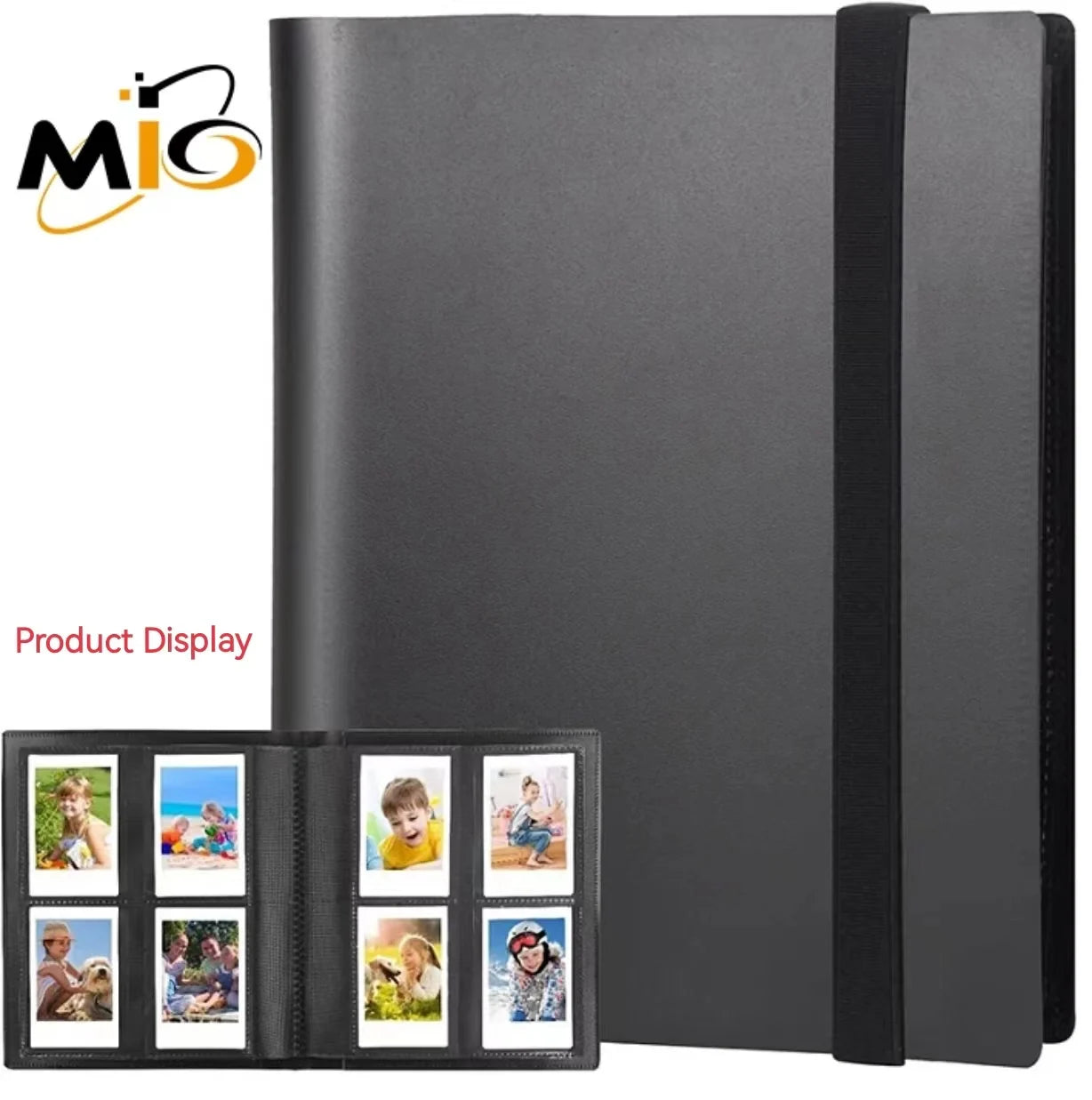 MIO Lightweight 4-Pocket PP Leather Strap Card Binder Waterproof Plastic Photo Trading Card Holders