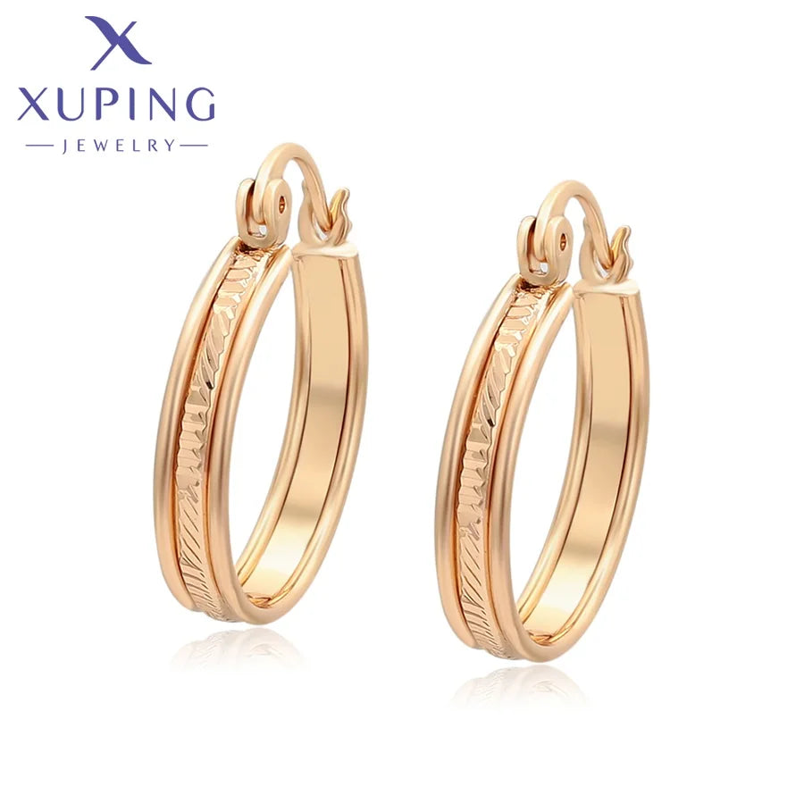X001000299 XUPING Jewelry 18K Gold Plated Fashion Simple Women Big Circle Hoop Earrings