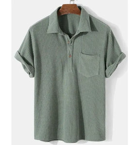 Men's Casual Loose Short Sleeved Shirt European and American Style Comfortable Corduroy Shirts