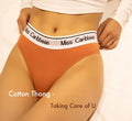 Women's Sexy Cotton Thong Underwear T-back Wide Letter Pattern Waistband Mid-Rise Ultra Soft Breathable Cotton Panties