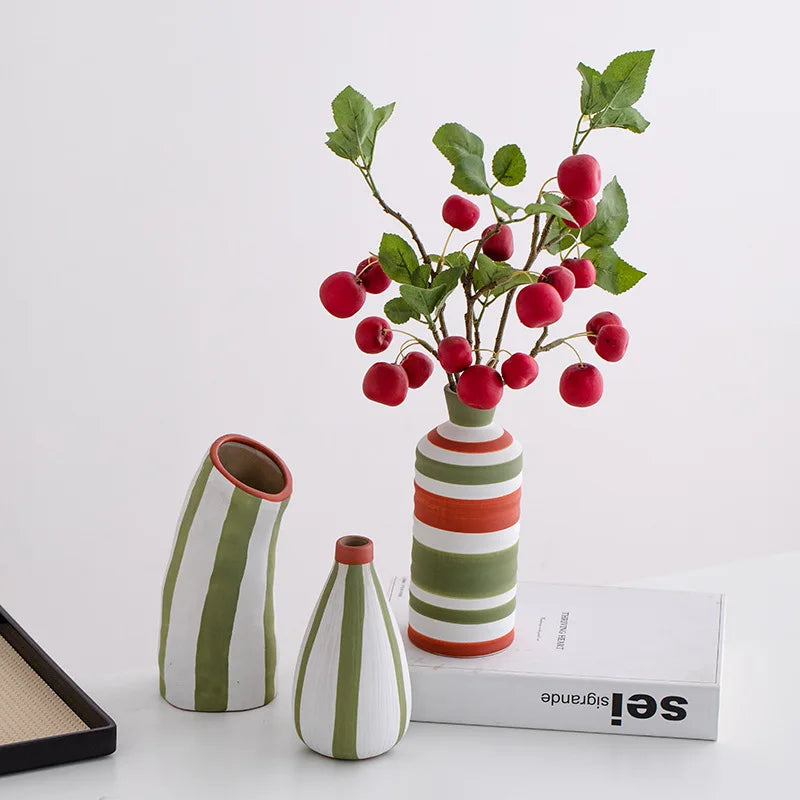 Nordic Modern Age Ceramic Vase Colorful Dried Flower Ornament for Home Matt Glaze Living Room Desktop Entrance Creative Design