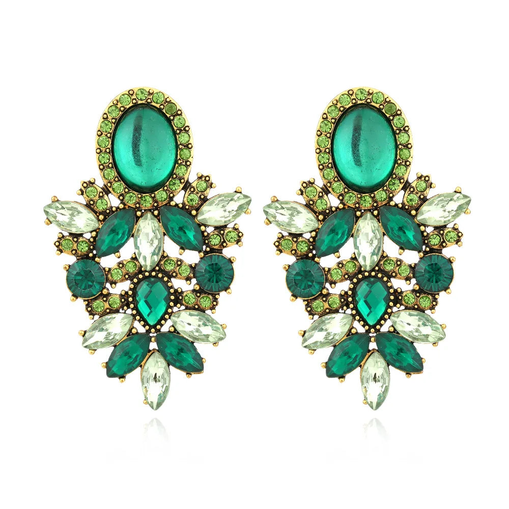 2022 New Arrival Premium Dinner Party Jewelry Exaggerated Design Colored Diamond Earrings for Women Girls