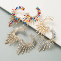 Exaggerated Geometric Shape Alloy Big Rhinestone Earrings Women's Super Flash Full of Diamonds Stud Drop Crystal Earring