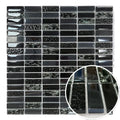 Strip Crystal Ice Crackle Tile Glass Mosaic Black Transparent Decor for Modern Interior Walls Hotel Bathroom Wall Tile Types