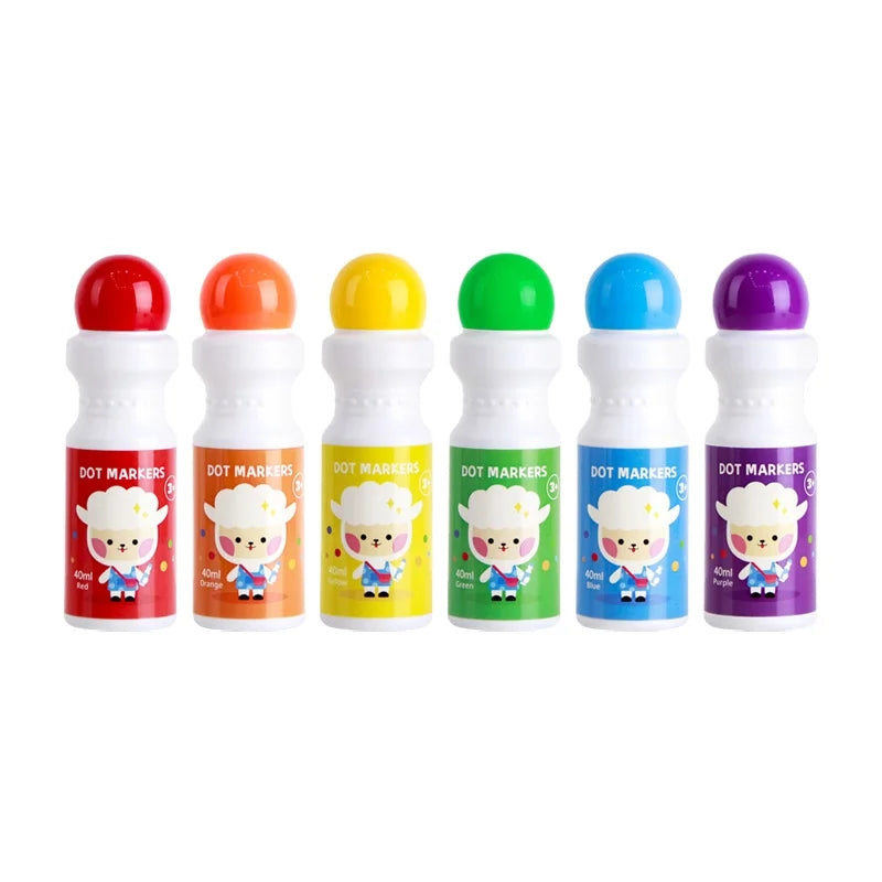 OEM Dot Marker 40ml Nib Size 18mm Bingo Marker for Kids  6 Colors Set Cute Educational Painting Toys