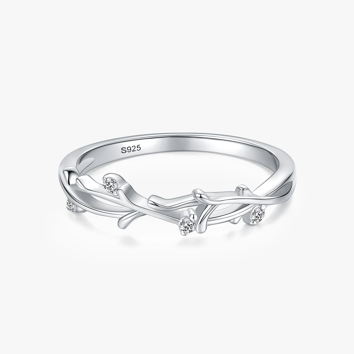 Ailmay Genuine 925 Sterling Silver Irregular Shape Stackable CZ Finger Rings Cubic Zirconia for Women Statement Jewelry Gift