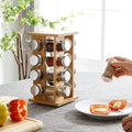 Bamboo Three-Layer Revolving Countertop Spice Rack Set with Non-Folding Storage