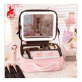 Factory Wholesale Large Capacity Professional  Travel Portable Organizer  Cosmetic Makeup Bag with Led Mirror