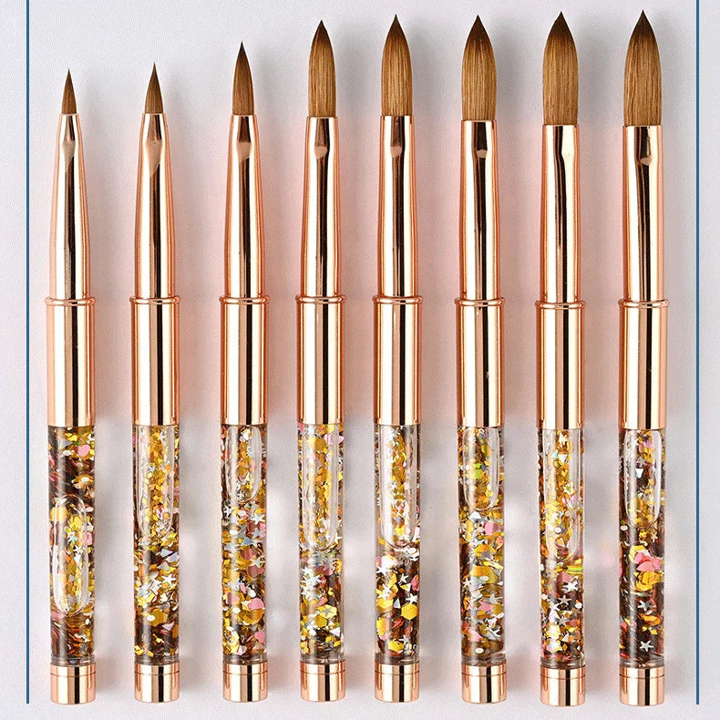 Liquid Handle Rose Gold 100% Kolinsky Nails Brush Acrylic Kolinsky Custom Logo