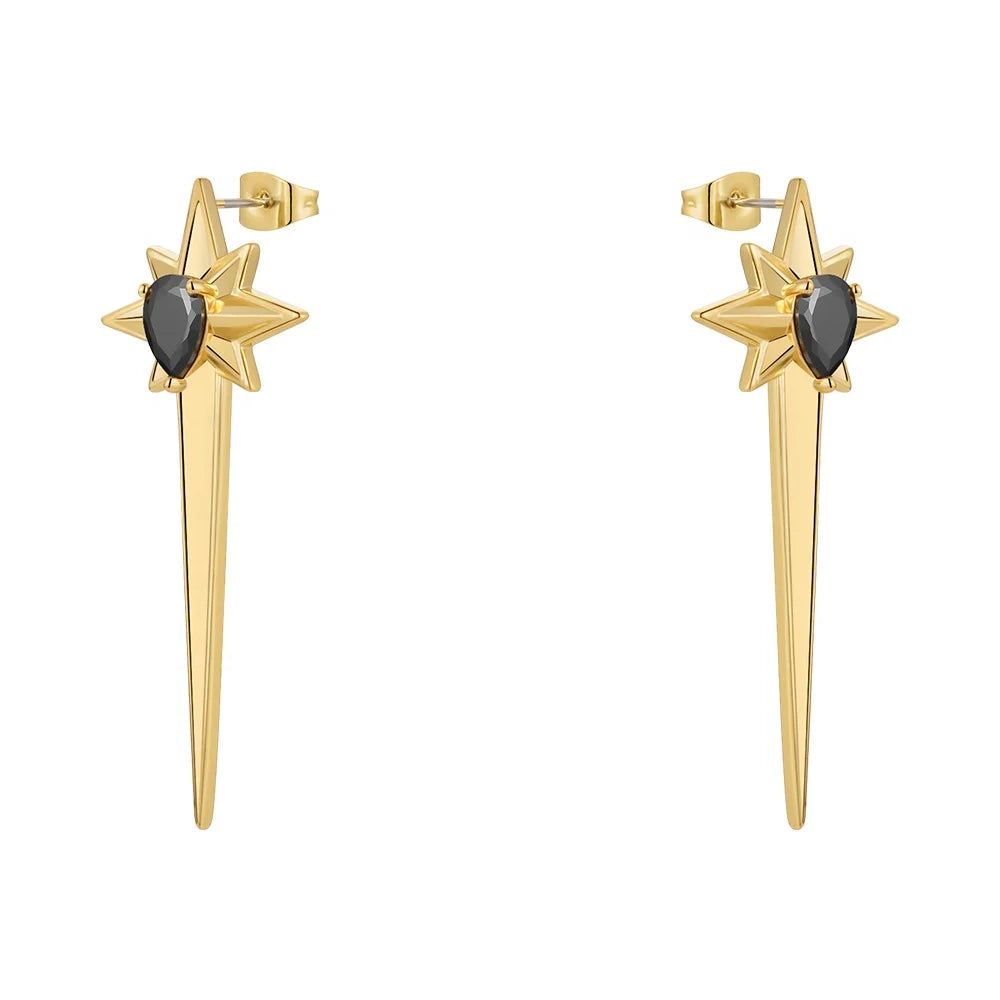 Original Design 18K Gold Plated Brass Jewelry Piercing Irregular Octagon Star Drop Ear Studs for Women Gift Earrings E221484