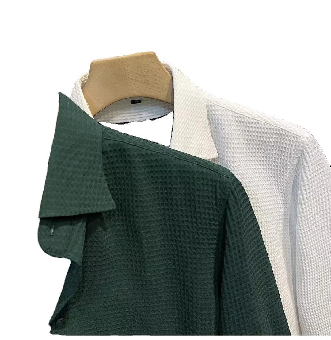 Factory Direct Men's Single Breasted Shirt Long Sleeve Senior Sense Spring and Autumn