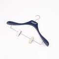 Wholesale Custom Boutique Wooden Display Clothing Hanger Blue Trouser Hanger With Clip