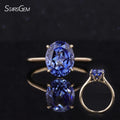 18K Soild Yellow Gold 9x11mm Oval Shape Lab Cornflower Blue Sapphire Gemstone Solitaire Engagement Ring