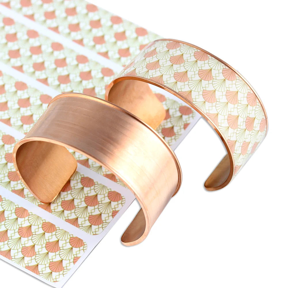 Customized Pattern Printing Fan Skirt Enamel Stainless Steel Cuff Bangle