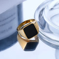 VAF Newest Design Customizable Black Enamel Stamp Signet Ring 316L Stainless Steel High Quality Polished Antirust Ring
