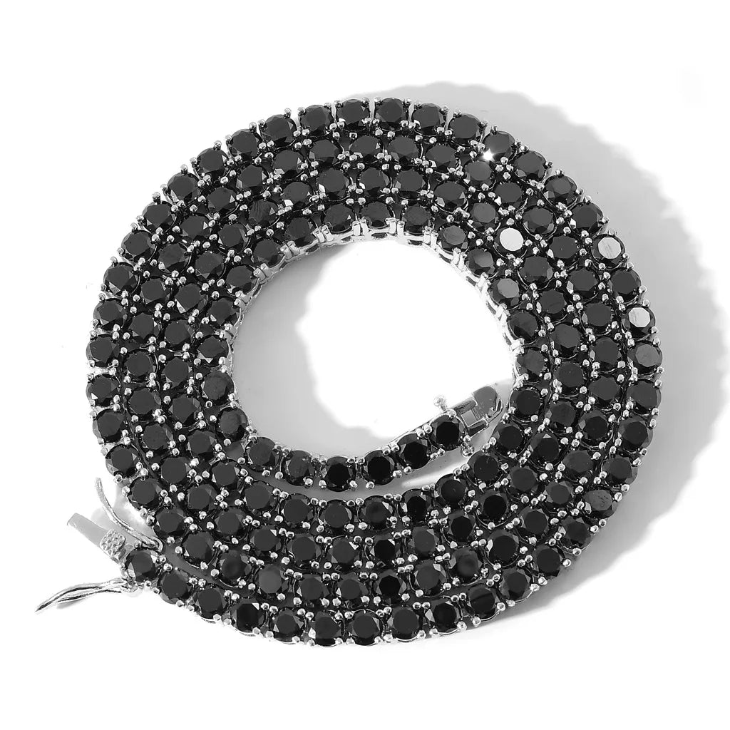 Collar De Tenis  Black Zircon Brass Tennis Chain Necklace Party Jewelry Top Quality 18inches  Micro Pave Black Tennis Necklace
