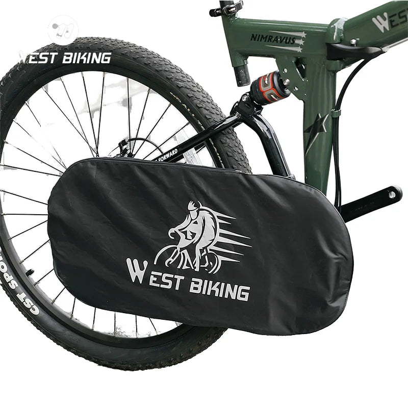 WEST BIKING High-Density Bicycle Accessories Reflective Design Double Metal Zipper Bike Sprocket Cover Tear-Resistant