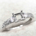 Sterling Silver 5*5mm Semi Mount Ring Square Shape Empty Frame Blank Claws Setting S925 Base Without Center Stone for Inlay DIY