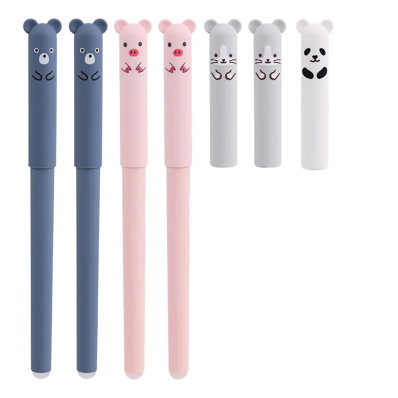 Hot Selling Bear Design Erasable Gel Pen Thermal Sensitive Easy-to-Wipe Plastic Logo Direct Factory Foreign Trade Ballpoint Pens