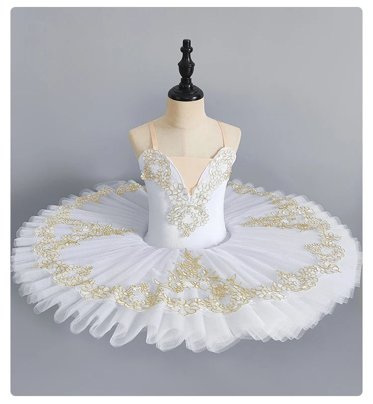 White Little Swan Dance Costume Children's Professional Beauty Performance Wear Tulle