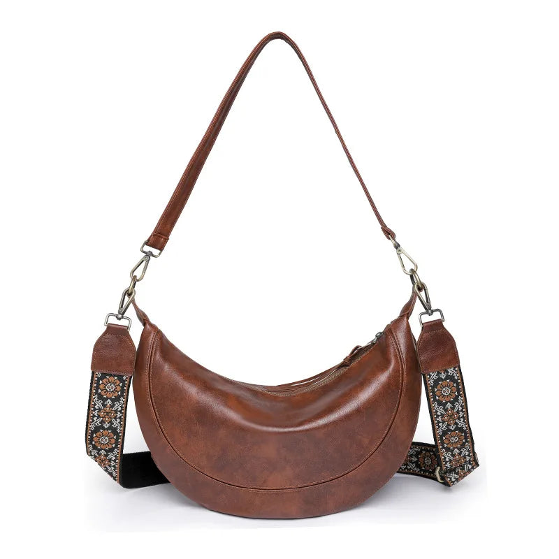 Custom Logo Manufacturer Wholesale 2024 Hot Women Fashion Sling Crossbody Hand Bags Pu Leather Half Moon Tote Bags for Woman