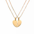 Gold Plated Stainless Steel Half Heart Puzzle Necklace Engravable Blanks for Romantic Best Friends or Couples Link Chain