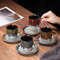 ChaoZhou Factory 12pcs Coffee Set Ceramic Gold Electroplating Turkish Coffee Cups Arabic Ceramic Cup and Saucer Grey Color Cup