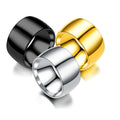 Wide Gold Black Smooth Surface 12mm Width Stainless Steel Gift Finger Ring Cheap Simple Fashion Men's Titanium Steel Rings