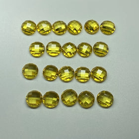 Checkerboard Cut Round 7mm Flat-Back Cut Cubic Zircon Green Garnet Pink Yellow Orange White Amethyst CZ Loose Gemstones
