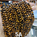 Natural Smooth 5A Yellow Brown tiger Eye 10mm Beads Round Gemstone Loose Beads Healing Power Stone Beads for Jewelry Making