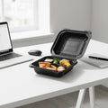 8x8 Inch 9x9 Inch 1&3 Compartments MFPP Black White Disposable Food Container Microwaveable Clamshell Takeaway Lunch Box