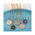 Risingmoon Exquisite Party Gift Alloy Pendant  Enamel Heart Star Moon Flashing Lightning Necklace