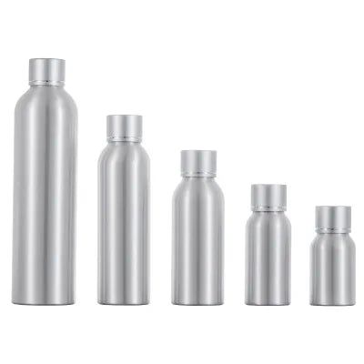 30ml 50ml 100ml 120ml 250ml Silver Aluminum Bottle with Flat Lid / Lotion Bottles Dispenser Container / Empty Cosmetic Packaging