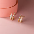 Fashion Jewelry 925 Sterling Silver Geometric Two Double Layer Diamond Gold Plated Stud Earrings Women