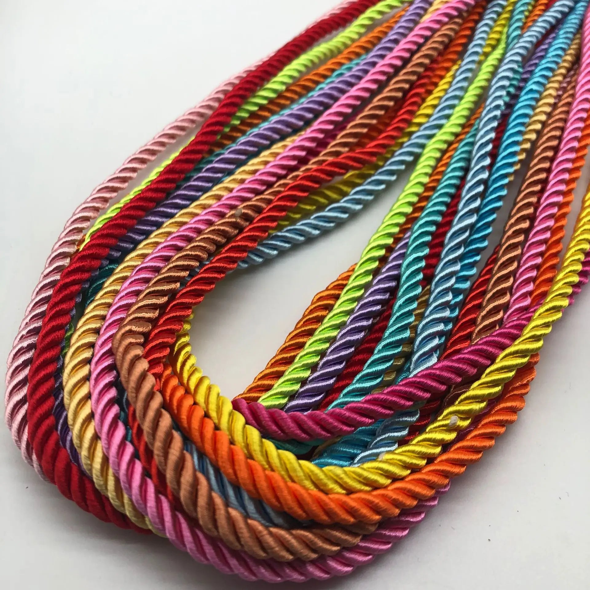 Factory Wholesale Draw Cord 3 Strands Shinny Polyester Decorative Twisted Cord