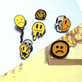 Wholesale Stock Personality Cute Smiley Cry Expression Skull  Badge Brooch Smile Face Funny Soft Broach Badge Enamel Pin