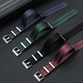 Adjustable Embossed Seatbelt One-Piece Luxury Nylon Striped Watch Strap 18mm 20mm 22mm Wristbands With Stainless Steel Buckle